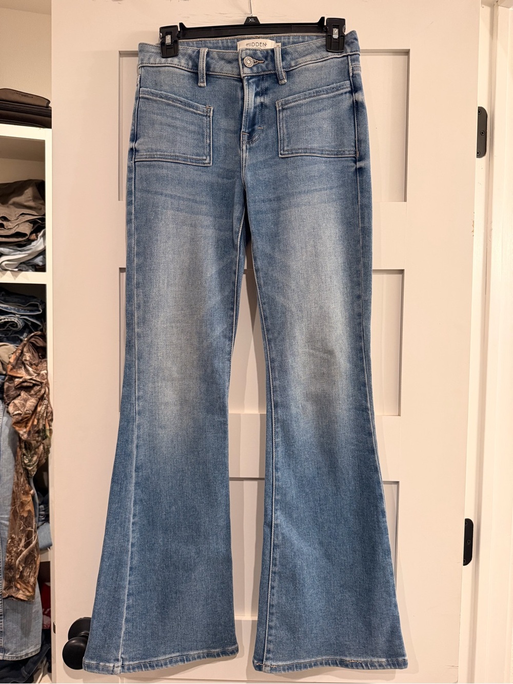 Mid Wash High-Rise Flare Jeans - Blue